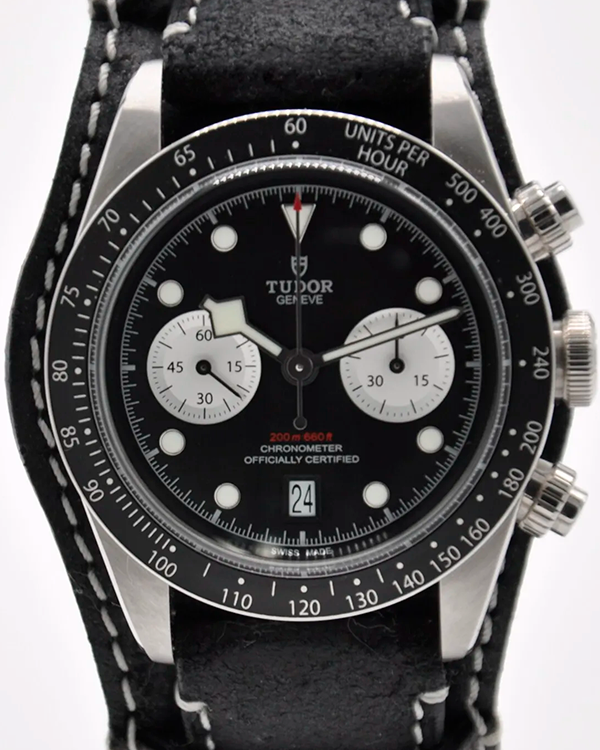 2023 Tudor Black Bay Chronograph 41MM Black Dial Leather Strap (79360N)