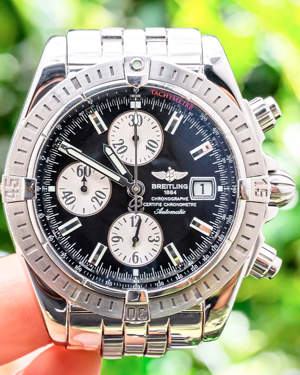 Breitling Chronomat Evolution 43MM Black Dial Steel Bracelet (A13356)