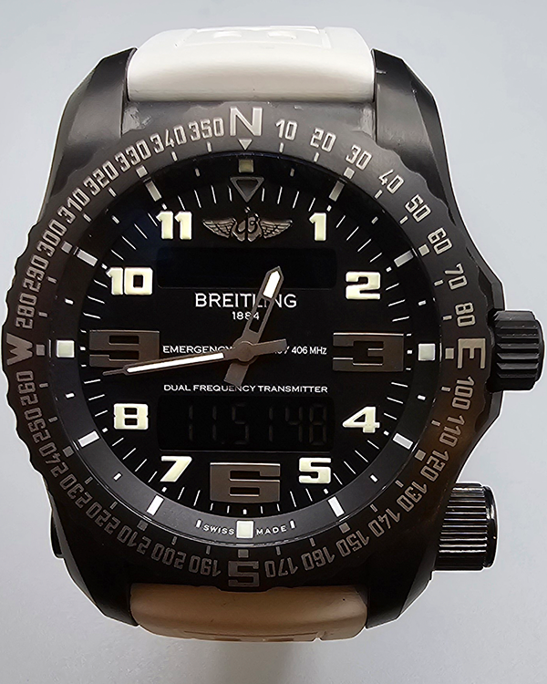 Breitling Emergency "Night Mission" 51MM Quartz Black Dial Rubber Strap (V76325U1-BC46)