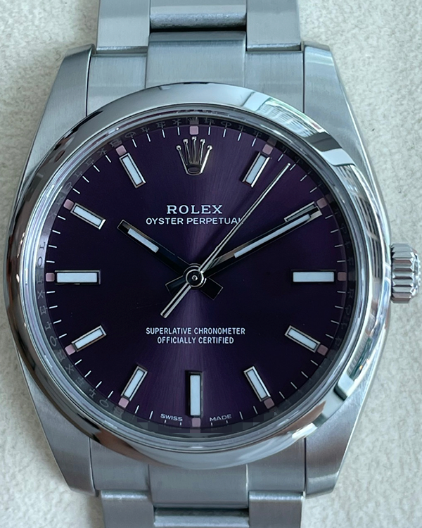 Rolex Oyster Perpetual 34MM Grape Dial Oyster Bracelet (114200)