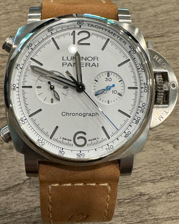 2023 Panerai Luminor Chrono 44MM White Dial Leather Strap (PAM01218)