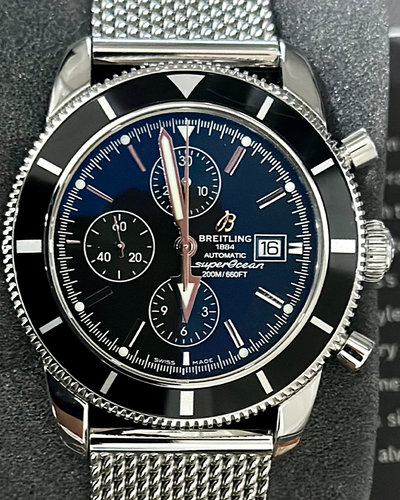 No Reserve - Breitling Superocean Heritage Chronograph 46MM Black Dial Steel Bracelet (A13320)