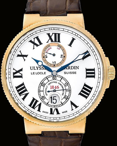 Ulysse Nardin Marine Chronometer 43MM White Dial Leather Strap (266-67)