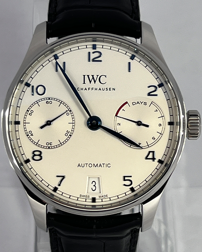 2016 IWC Schaffhausen Portugieser 42.3MM Silver Dial Leather Strap (IW500705)