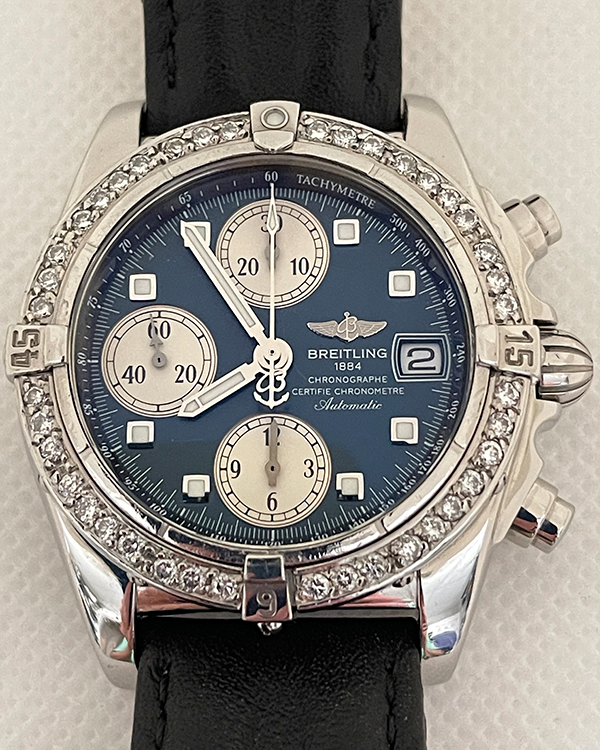 Breitling Cockpit 39MM Blue Dial Aftermarket Leather Strap (A13357)