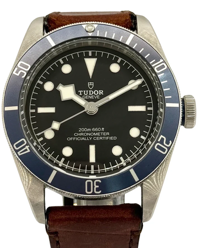 Tudor Black Bay 41MM Black Dial Aftermarket Leather Strap (M79230B)