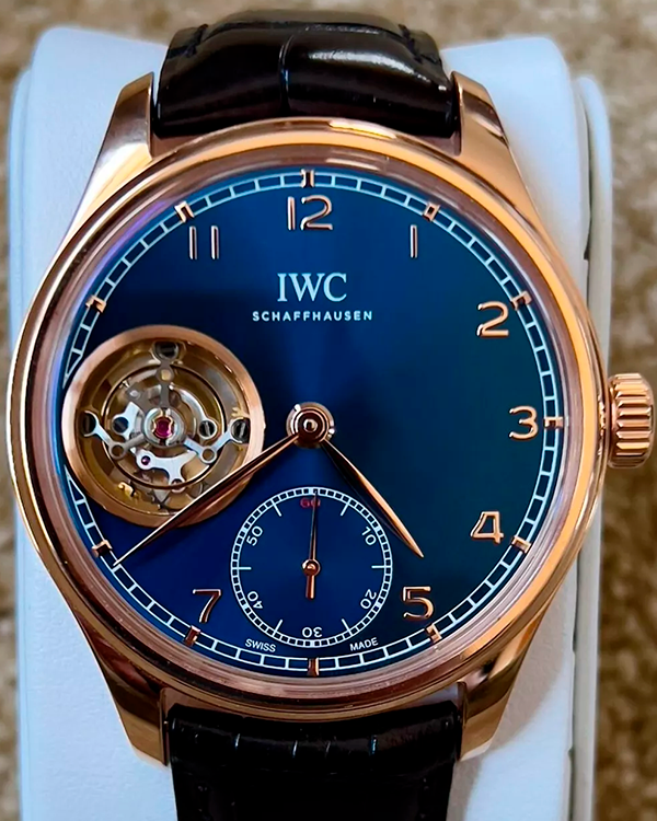 2021 IWC Schaffhausen Portugieser Tourbillon L.E. 43MM Blue Dial Leather Strap (IW546305)