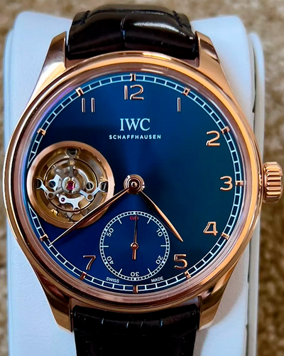 2021 IWC Schaffhausen Portugieser Tourbillon L.E. 43MM Blue Dial Leather Strap (IW546305)