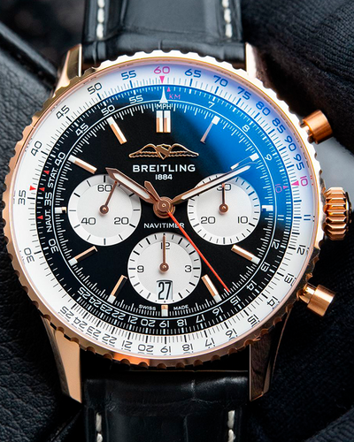 2024 Breitling Navitimer Chronograph B01 43MM Black Dial Leather Strap (RB0138211B1P1)