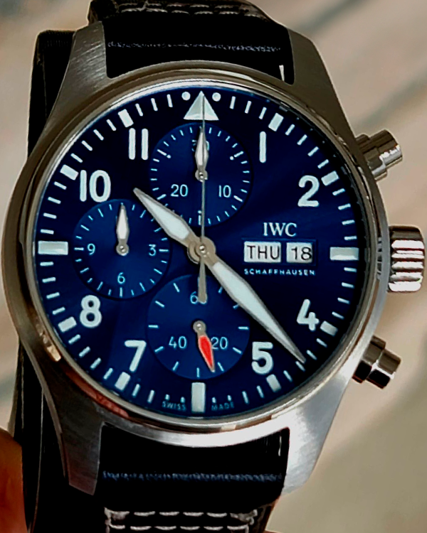 2021 IWC Schaffhausen Pilot Chronograph 41MM Blue Dial Leather Strap (IW388101)