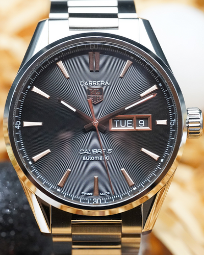 No Reserve - Tag Heuer Carrera Calibre 5 41MM Black Dial Steel Bracelet (WAR201C.BA0723)