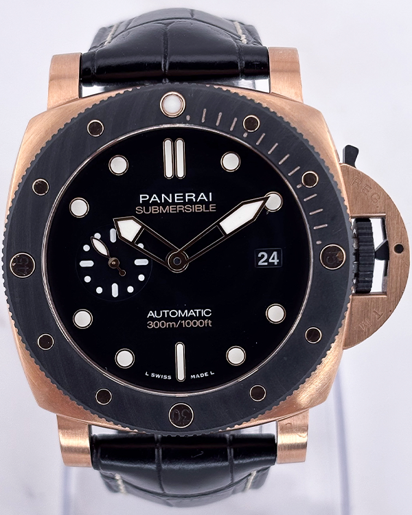 2022 Panerai Submersible 44MM Black Dial Leather Strap (PAM01070)