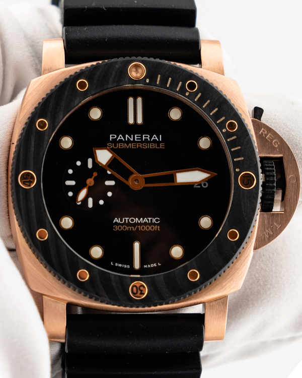 2021 Panerai Submersible QuarantaQuattro 44MM Black Dial Rubber Bracelet (PAM01070)