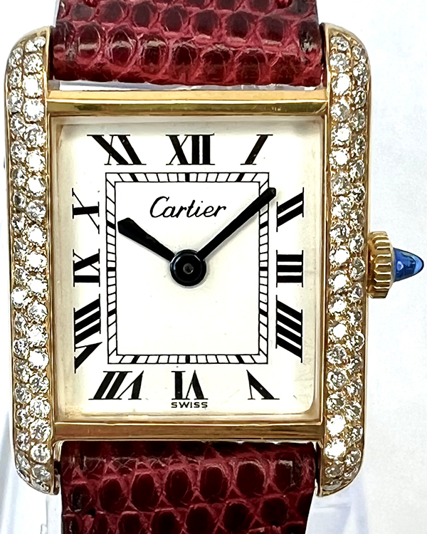 Cartier Must de Cartier Tank  21MM White Dial Leather Strap (366001)