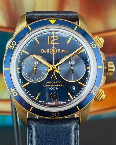 2021 Bell & Ross BR V2 Aéronavale Bronze Limited Edition 41MM Blue Dial Leather Strap (BRV294-BLU-BR/SCA)