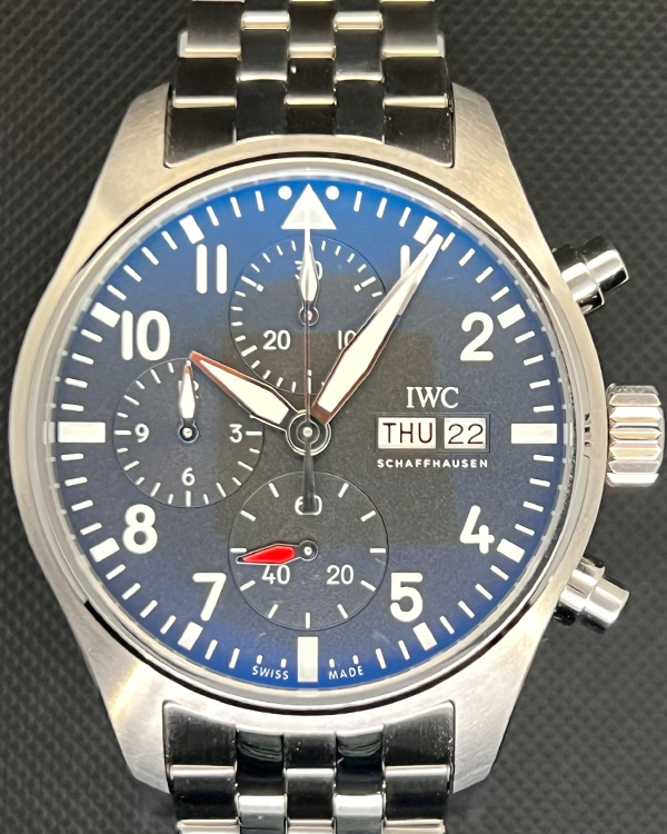 2023 IWC Schaffhausen Pilot Chronograph 41MM Black Dial Steel Bracelet (IW388113)