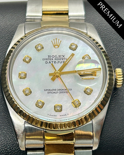 No Reserve - Rolex Datejust 36MM Aftermarket Mother Of Pearl Dial Aftermarket Two-Tone Oyster Bracelet (16013)