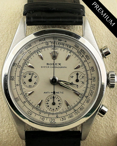 1956 (223k Serial) Rolex Oyster Chronograph "Pre-Daytona" 36MM White Dial Leather Strap (6234)