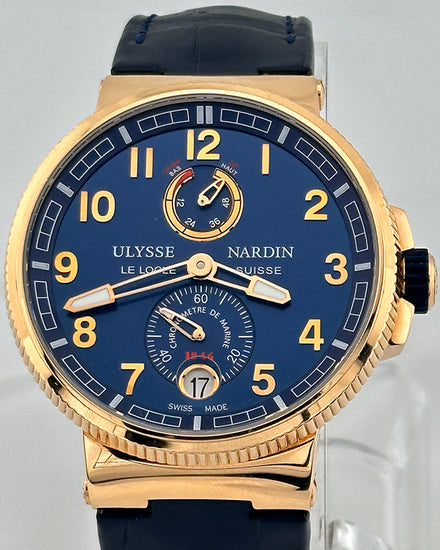 Ulysse Nardin Marine Chronometer Manufacture 43MM Blue Dial Leather Strap (1186-126)