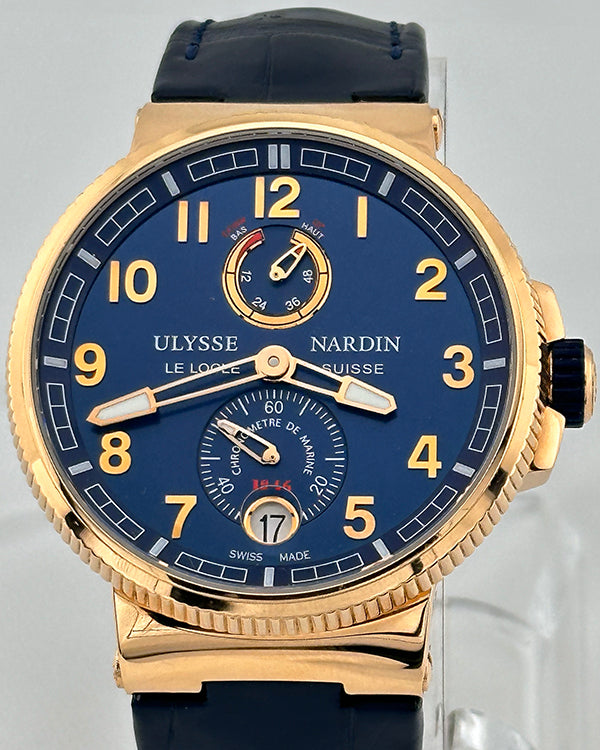 Ulysse Nardin Marine Chronometer Manufacture 43MM Blue Dial Leather Strap (1186-126)
