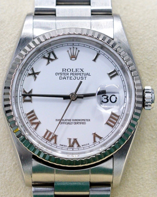 Rolex Datejust 36MM White Dial Steel Oyster Bracelet (16234)