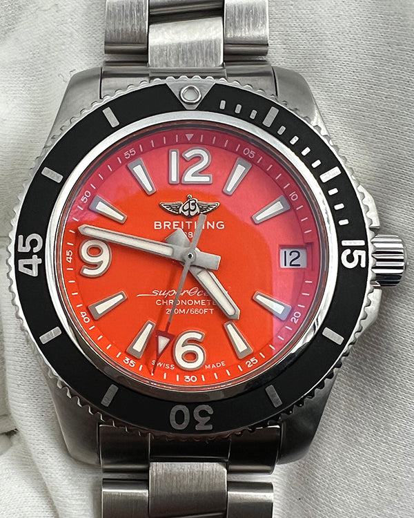 Breitling Superocean 36MM Orange Dial Steel Bracelet (A17316)