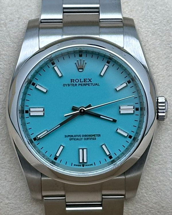 Rolex Oyster Perpetual 36MM Aftermarket Tiffany Blue Dial Oyster Bracelet (116000)