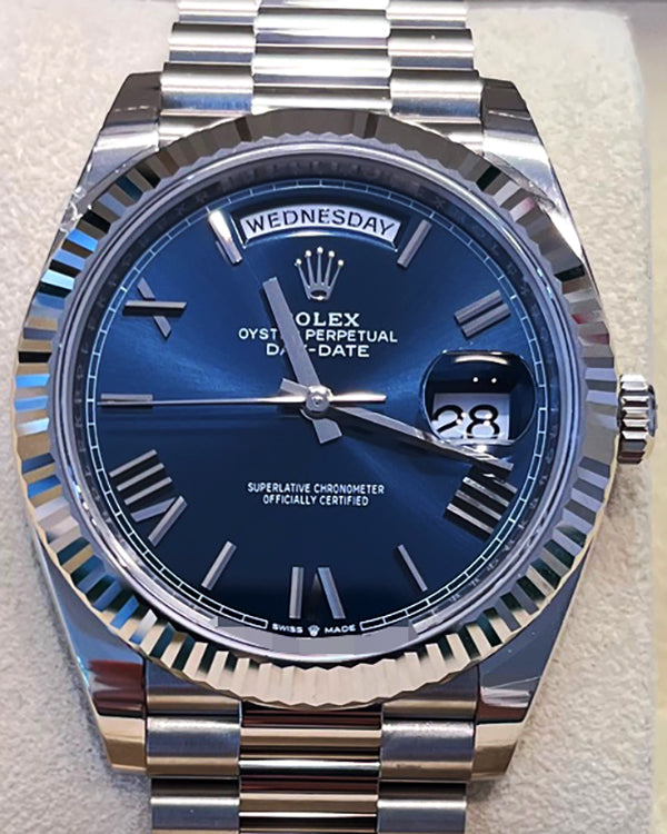 2024 Rolex Day-Date 40MM Blue Dial White Gold President Bracelet (228239)