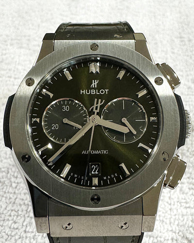 2023 Hublot Classic Fusion Chronograph 42MM Green Dial Aftermarket Rubber/Leather Strap (541.NX.8970.RX)