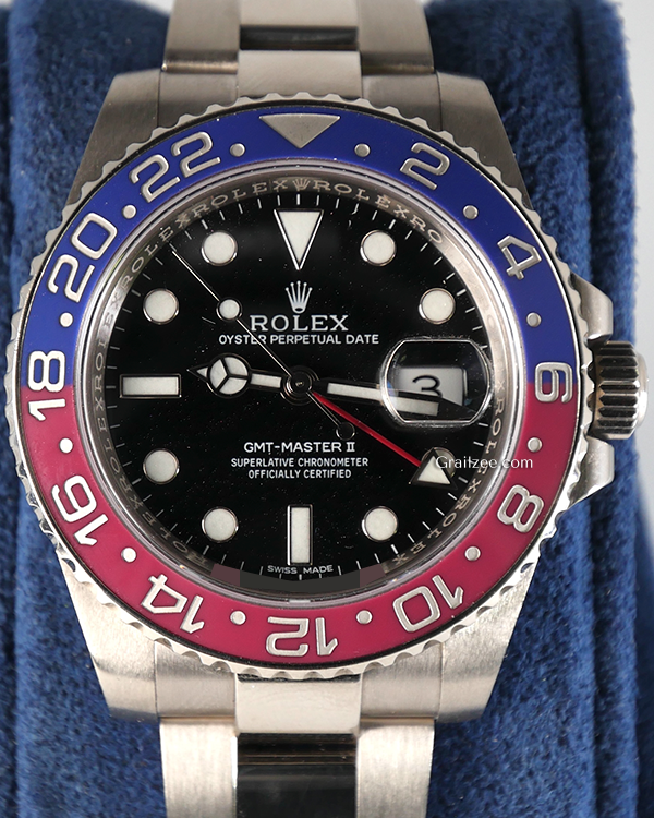 Rolex GMT-Master II "Pepsi" 40MM Black Dial White Gold Bracelet (116719)