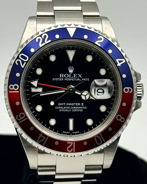 2004 Rolex GMT-Master II "Pepsi" 40MM Black Dial Steel Bracelet (16710)