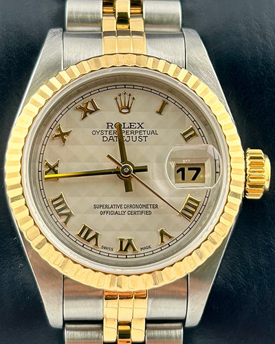 Rolex Lady-Datejust 26MM "Pyramid" White Dial Two-Tone Jubilee Bracelet (69173)