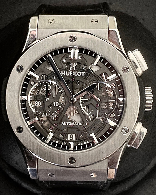 2017 Hublot Classic Fusion Aerofusion 45MM Skeleton Dial Leather-Rubber Strap (525.NX.0170.LR)