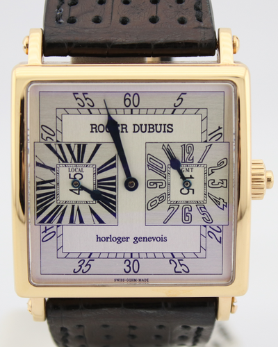 Roger Dubuis Golden Square Dual Time 43MM Silver Dial Leather Strap (G431447537.56DB)