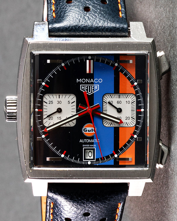 2021 TAG Heuer Monaco Gulf S.E. 39MM Blue Dial Leather Strap (CAW211R.FC6401)