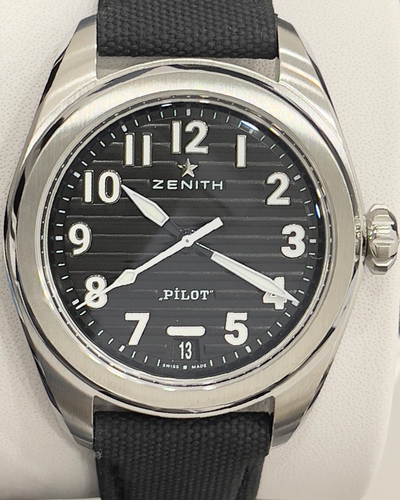 2024 Zenit Pilot 40MM Black Dial Textile Strap (03.4000.3620/21.I001)