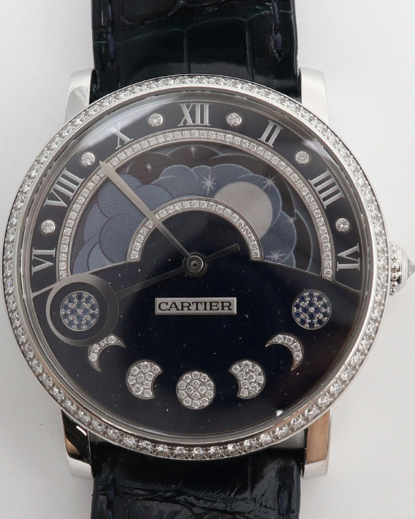 Cartier Rotonde De Cartier Day & Nigth Moon Phase 40MM Blue Dial Leather Strap (HPI01009)