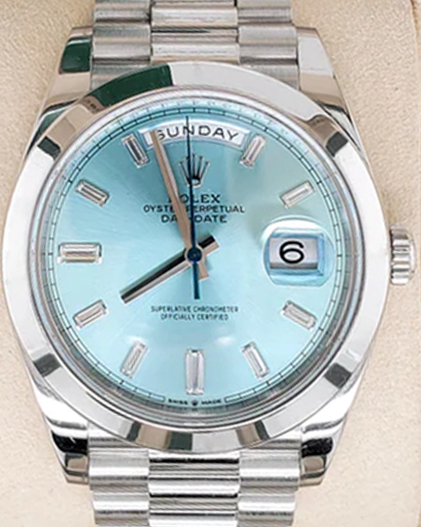 2015 Rolex Day-Date 40MM Ice Blue Dial Platinum President Bracelet (228206)