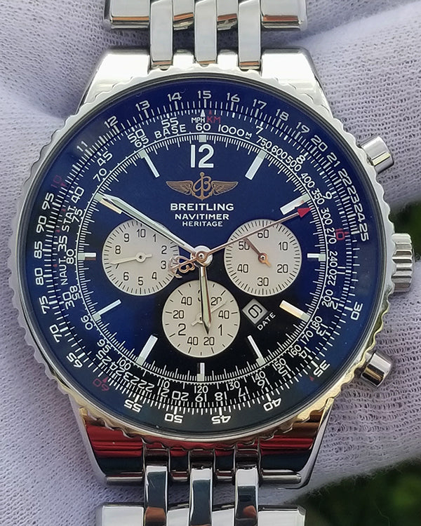 Breitling Navitimer Heritage 43MM Black Dial Steel Bracelet (A35350)