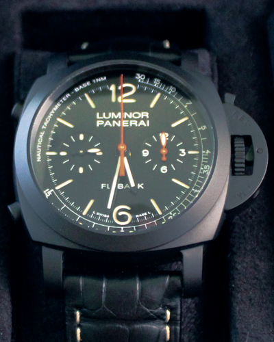 2022 Panerai Luminor 1950 "Flyback" 44MM Black Dial Leather Strap (PAM01298)