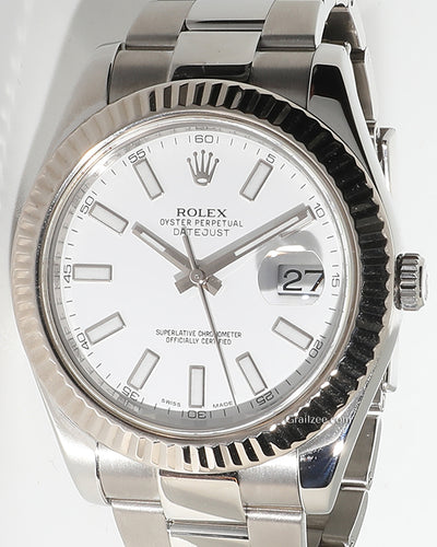 Rolex Datejust II 41MM White Dial Steel Bracelet (116334)