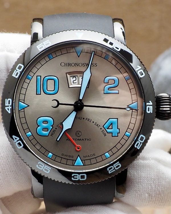 Chronoswiss Timemaster "Retrograde" 44MM Silver Dial Rubber Strap (CH8145)