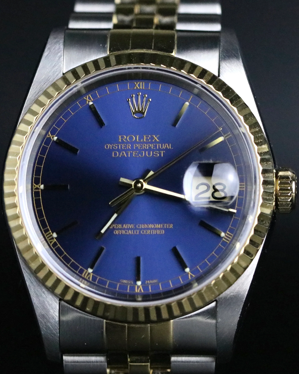 2000 (P-Serial) Rolex Datejust 36MM Blue Dial Two-Tone Jubilee Bracelet (16233)