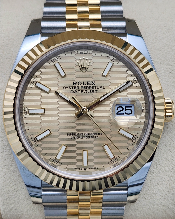 2024 Rolex Datejust 41MM Golden "Fluted" Motif Dial Two-Tone Jubilee Bracelet (126333)