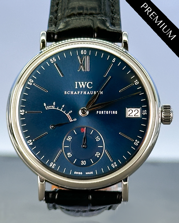 IWC Schaffhausen Portofino Hand-Wound 45MM Blue Dial Leather Strap (IW510106)