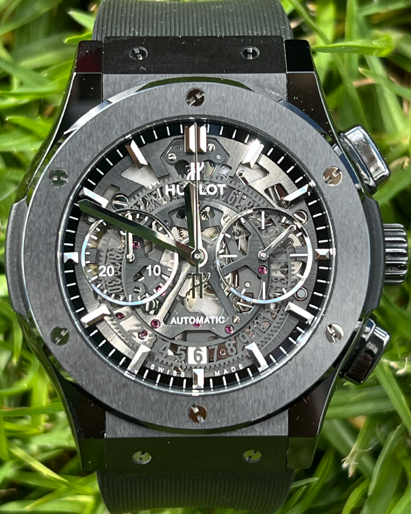 2021 Hublot Classic Fusion Aerofusion "Black Magic" 45MM Skeleton Dial Rubber Strap (525.CM.0170.RX)