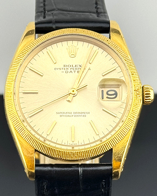 Rolex Oyster Perpetual 34MM Champagne Dial Aftermarket Leather Strap (1503)