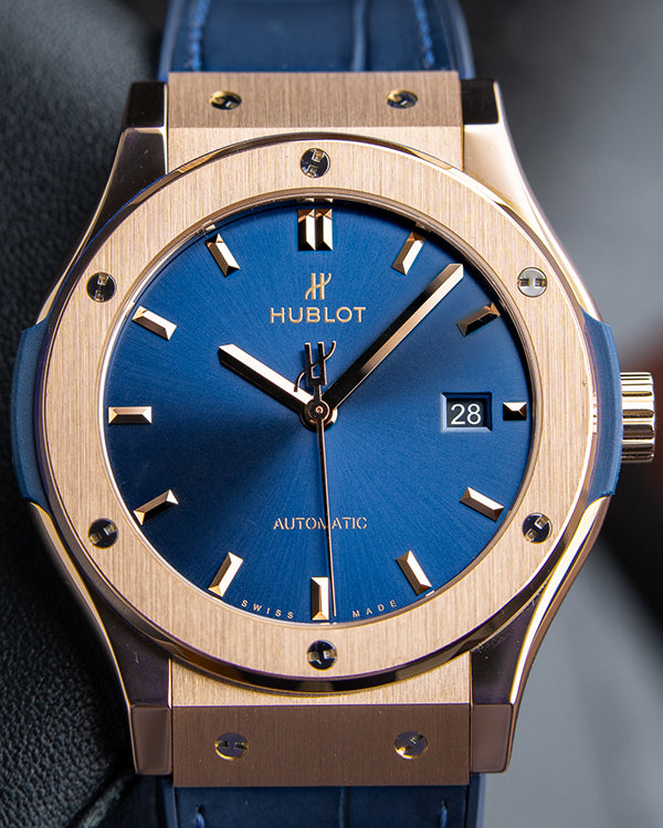 Hublot Classic Fusion 42MM Blue Dial Rubber/Leather Strap (542.OX.7180.LR)