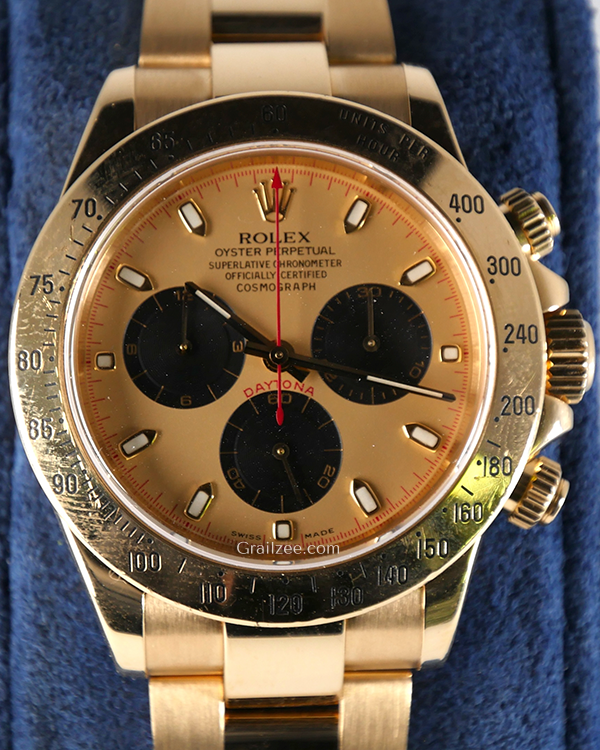 2001 Rolex Cosmograph Daytona 40MM Champagne Dial Yellow Gold Bracelet (116528)