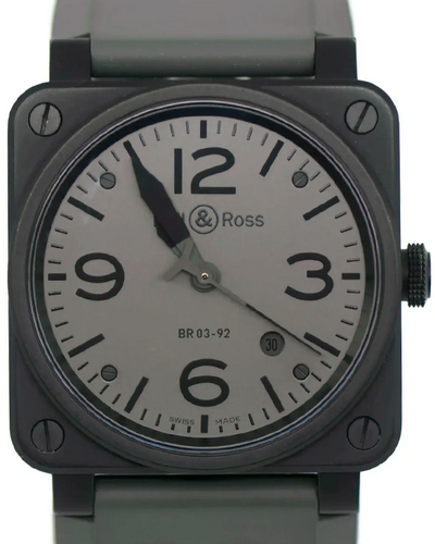 2015 Bell & Ross Commando BR 03 42MM Grey Dial Rubber Strap (BR0392)